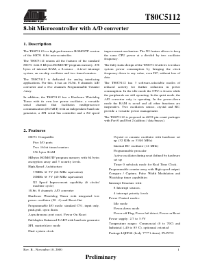 T80C5112-RKREV Datasheet PDF Atmel Corporation