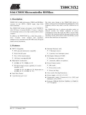 TS80C31X2-LCBB Datasheet PDF Atmel Corporation