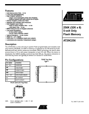AT29C256-15JI Datasheet PDF Atmel Corporation