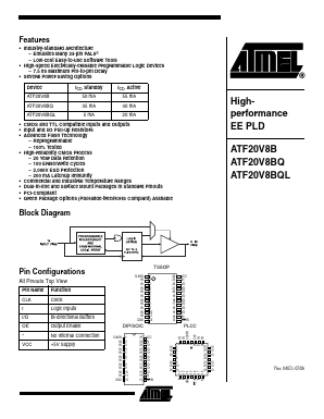 ATF20V8B-10PU Datasheet PDF Atmel Corporation