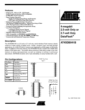 AT45DB041B Datasheet PDF Atmel Corporation