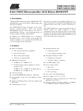 TS80C54X2-VIK Datasheet PDF Atmel Corporation