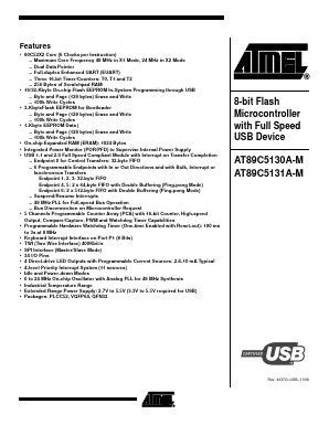 AT89C5131A-PUTUM Datasheet PDF Atmel Corporation