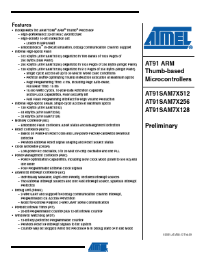 AT91SAM7X128B-CU Datasheet PDF Atmel Corporation