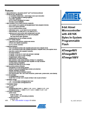 ATMEGA48PV-10AUR Datasheet PDF Atmel Corporation