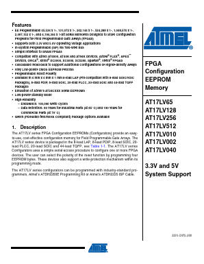 AT17LV040-10CC Datasheet PDF Atmel Corporation