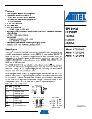 AT25010B-MAHL Datasheet PDF Atmel Corporation