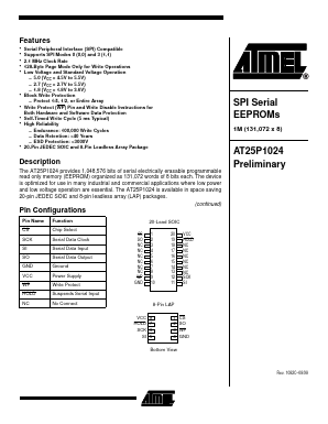 AT25P1024C1-10CC Datasheet PDF Atmel Corporation