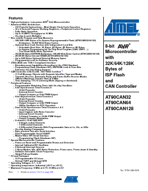 AT90CAN64-16AI Datasheet PDF Atmel Corporation