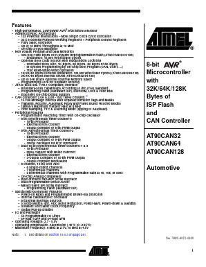 AT90CAN128-15MZ Datasheet PDF Atmel Corporation