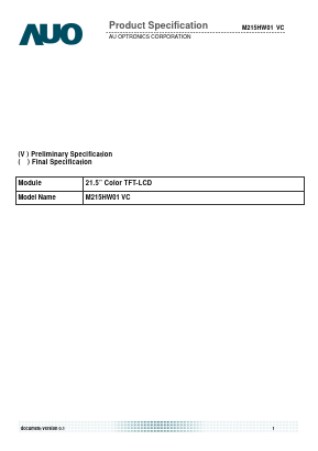 M215HW01-VC Datasheet PDF AU Optronics 