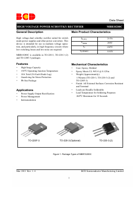 MBR10200CT-G1 Datasheet PDF BCD Semiconductor