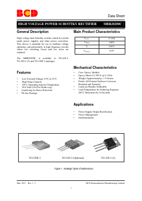 MBR20200CTF-G1 Datasheet PDF BCD Semiconductor