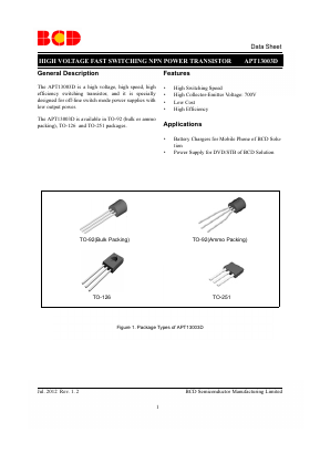 APT13003DI-G1 Datasheet PDF BCD Semiconductor