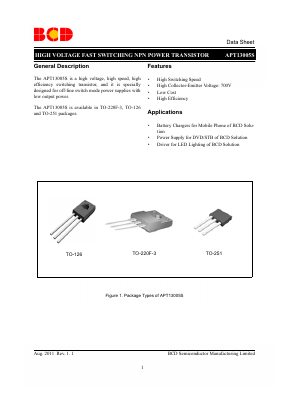 APT13005SU-E1 Datasheet PDF BCD Semiconductor