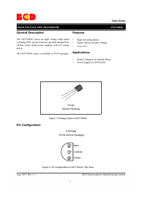 APT13003LZTR-G1 Datasheet PDF BCD Semiconductor