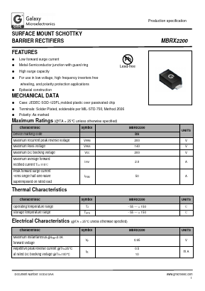MBRX2200 Datasheet PDF Galaxy Semi-Conductor