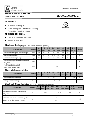 D15PS30 Datasheet PDF Galaxy Semi-Conductor