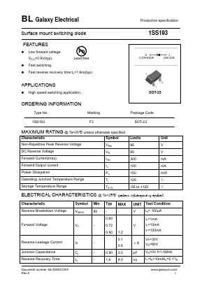 1SS193 Datasheet PDF Galaxy Semi-Conductor