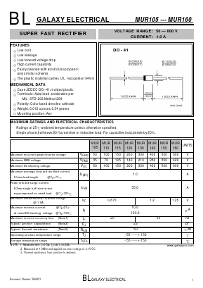 MUR120 Datasheet PDF Galaxy Semi-Conductor