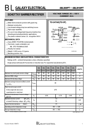 SBL3030PT Datasheet PDF Galaxy Semi-Conductor