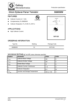 SS8550W Datasheet PDF Galaxy Semi-Conductor