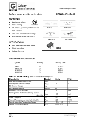 BAS70-04 Datasheet PDF Galaxy Semi-Conductor