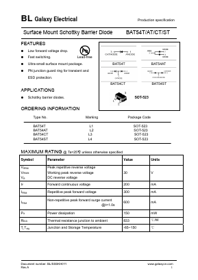 BAT54AT Datasheet PDF Galaxy Semi-Conductor