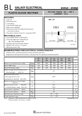 BY255 Datasheet PDF Galaxy Semi-Conductor