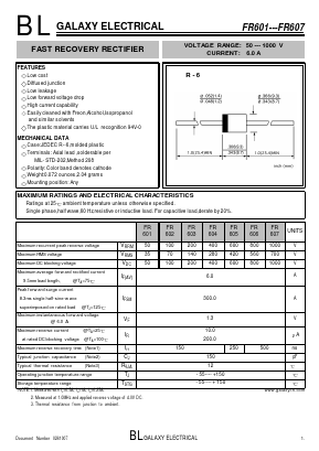 FR604 Datasheet PDF Galaxy Semi-Conductor