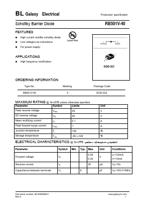 RB501V-40 Datasheet PDF Galaxy Semi-Conductor