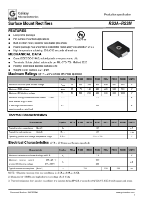 RS3A Datasheet PDF Galaxy Semi-Conductor