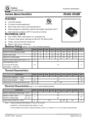 RS3MB Datasheet PDF Galaxy Semi-Conductor