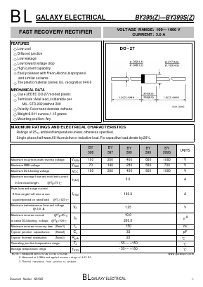 BY399Z Datasheet PDF Galaxy Semi-Conductor