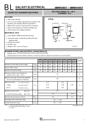 MBRB10100CT Datasheet PDF Galaxy Semi-Conductor