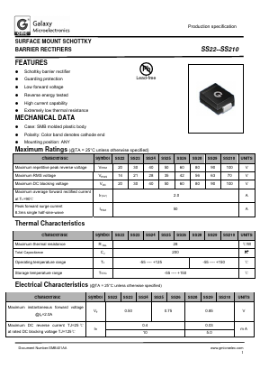 SS28 Datasheet PDF Galaxy Semi-Conductor