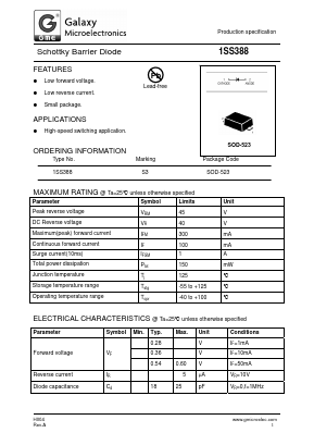 1SS388 Datasheet PDF Galaxy Semi-Conductor