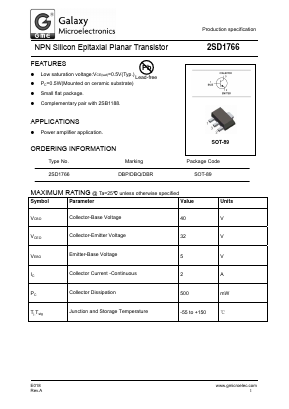 2SD1766 Datasheet PDF Galaxy Semi-Conductor