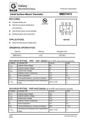 MMDT4413 Datasheet PDF Galaxy Semi-Conductor