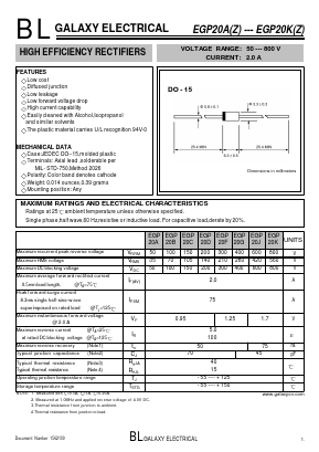 EGP20A Datasheet PDF Galaxy Semi-Conductor