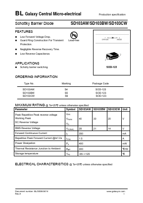 SD103AW Datasheet PDF Galaxy Semi-Conductor
