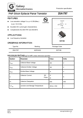 2SA1797 Datasheet PDF Galaxy Semi-Conductor