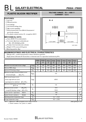 P600S Datasheet PDF Galaxy Semi-Conductor