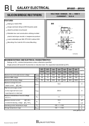 BR1001 Datasheet PDF Galaxy Semi-Conductor