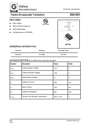 2SA1201 Datasheet PDF Galaxy Semi-Conductor