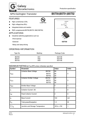 BST52 Datasheet PDF Galaxy Semi-Conductor