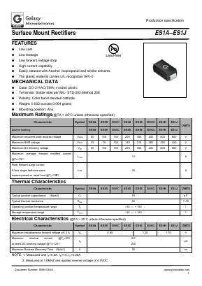 ES1E Datasheet PDF Galaxy Semi-Conductor