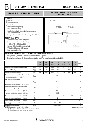 FR102L Datasheet PDF Galaxy Semi-Conductor