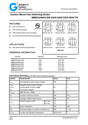 MMBD4448HTW Datasheet PDF Galaxy Semi-Conductor