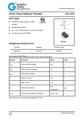 A1203 Datasheet PDF Galaxy Semi-Conductor